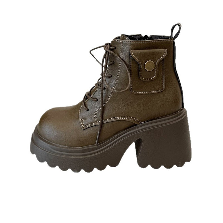 Damen Chunky Stiefel mit hohem Absatz und seitlichem Reißverschluss Drune