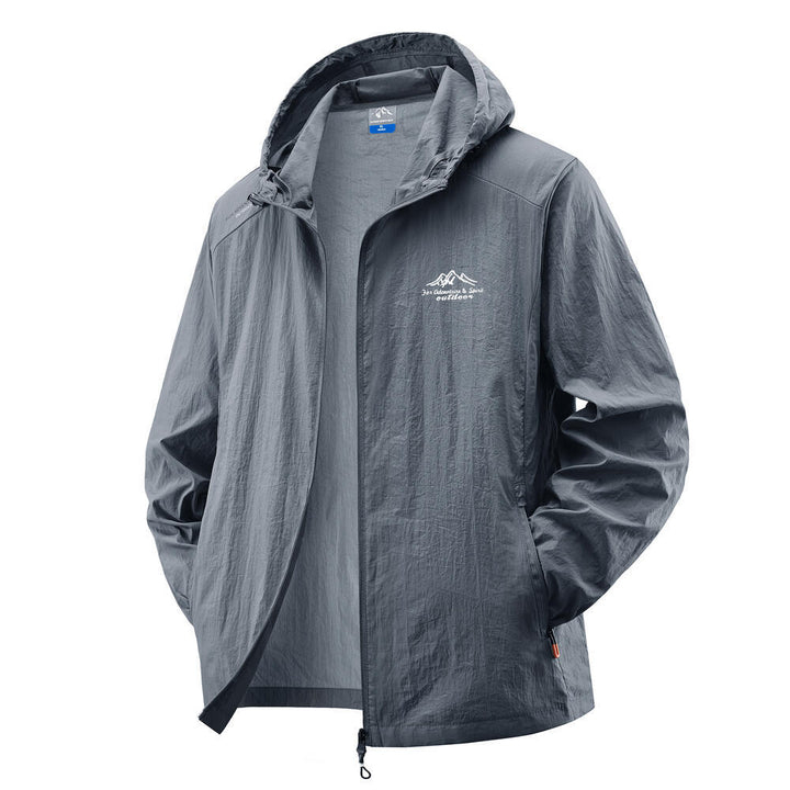 Herren Leichte Windbreaker-Jacke mit verstellbarer Kapuze