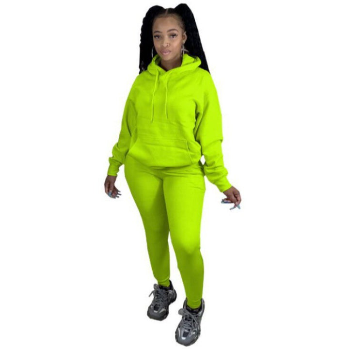 Damen Zweiteiliges Freizeitset mit Oversize Kapuzenpullover und Leggings mit hohem Bund, schmaler Passform Drune