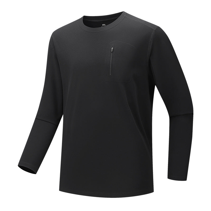Herren Multifunktionales Langarm-Techshirt mit Brust-Reißverschlusstasche Drune