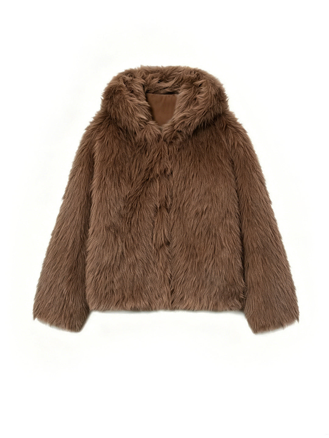 Damen Kurzblouson aus langfaserigem Shaggy‑Faux‑Fur mit hohem Schalkragen und klarer Boxy‑Silhouette Drune
