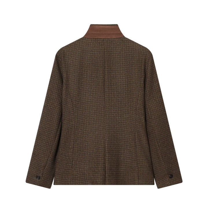 Damen Kurzer Tweedblazer mit Stehkragen, Knopfleiste und Pattentaschen Drune