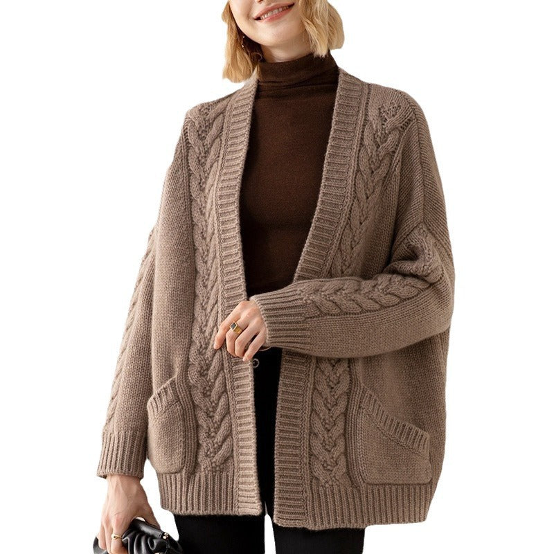 Damen Grobstrick-Cardigan mit Taschen und lässiger Passform Drune