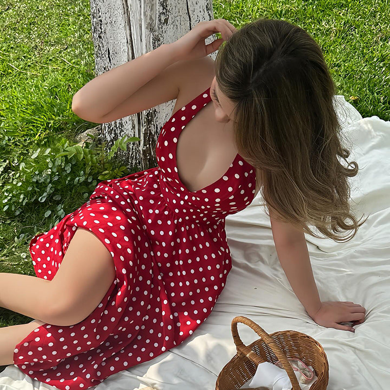 Damen Maxikleid mit Halterneck und punktemuster Drune