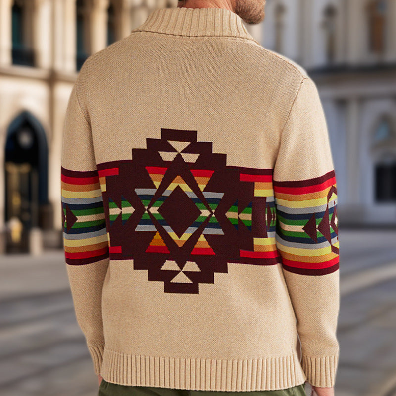 Herren Strickcardigan mit farbenfrohem Muster und lässigem Schnitt Drune