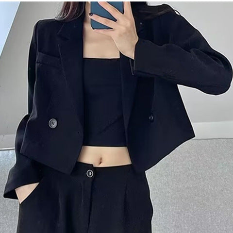 Damen modische cropped Blazerjacke Drune