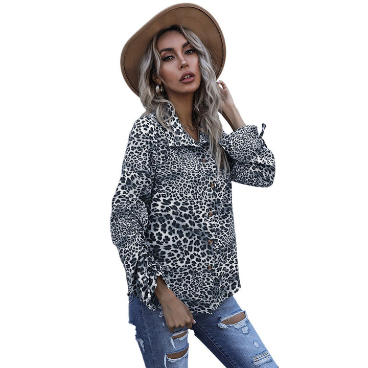 Damen Elegante Tiermuster Bluse Drune