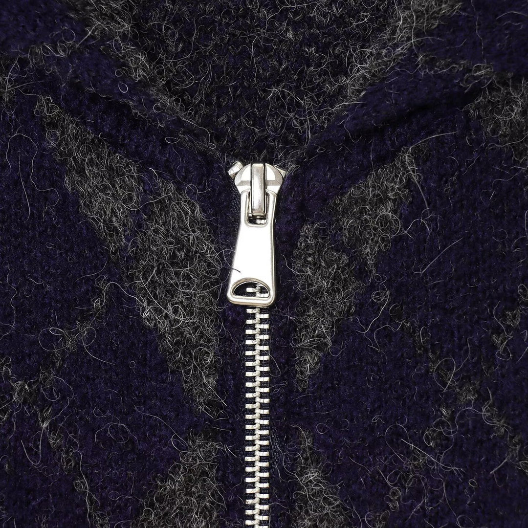 Damen modische Karojacke mit hohem Kragen und Reißverschluss Drune