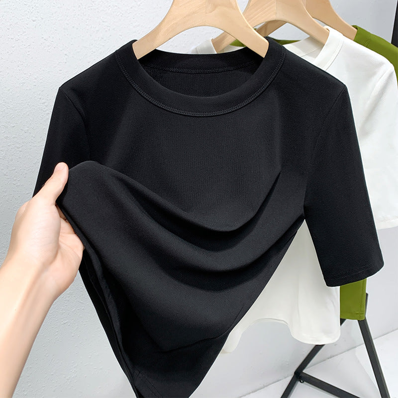 Damen Basic T-Shirt mit weicher Baumwollmischung und körperbetonter Passform Drune