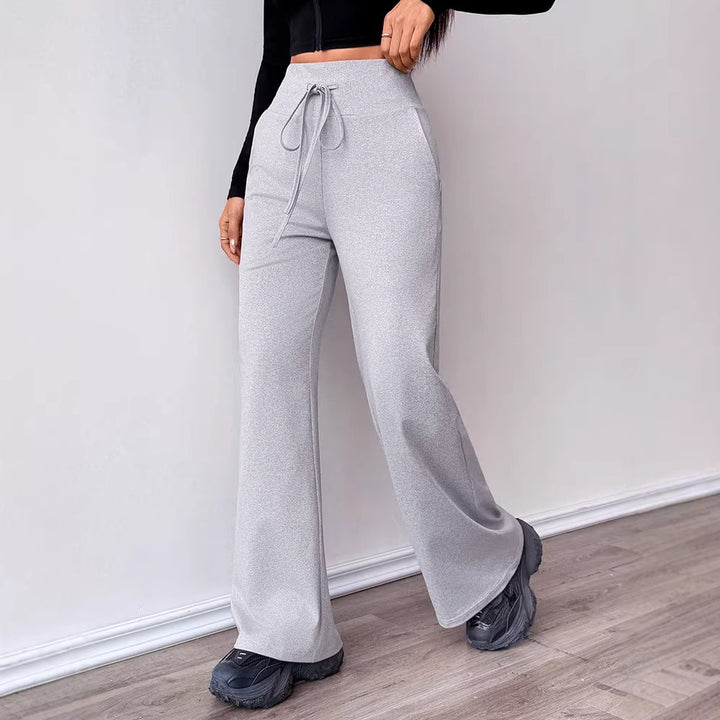 Damen Bequeme Sporthose mit hoher Taille und Kordelzug Drune