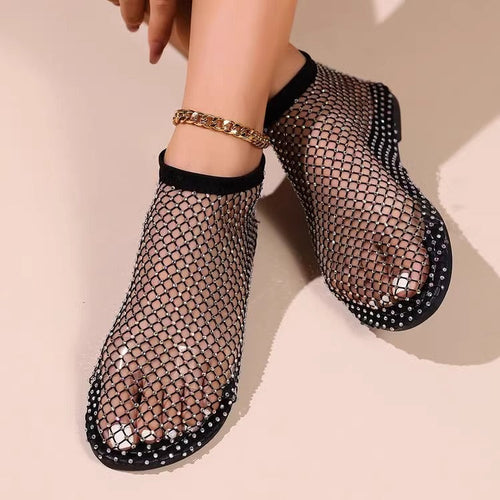 Damen transparente Ballerinas aus Netzmaterial Drune