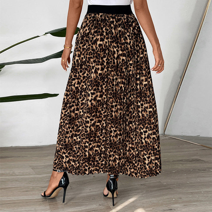 Damen Maxi-Rock mit Leoprint und elastischem Bund Drune