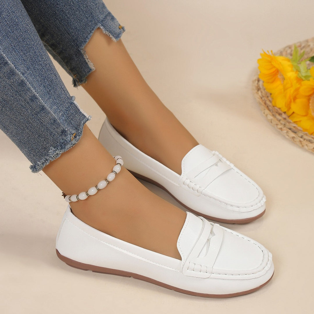 Damen Freizeit Leder Slipper mit dekorativem Bogen Drune