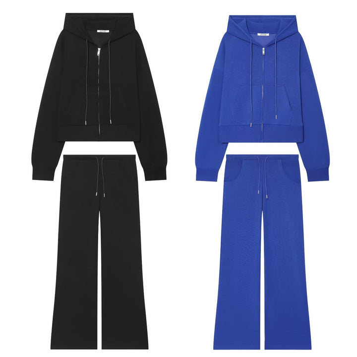 Damen Weite High‑Waist Jersey-Hose mit Tunnelzug und weitem Bein Drune