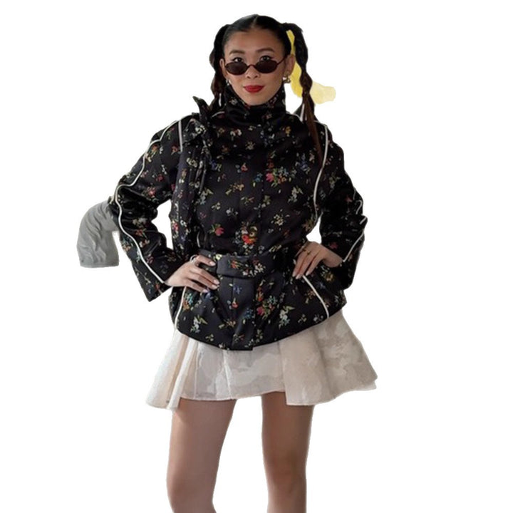 Damen modische Blousonjacke mit floralen Akzenten Drune