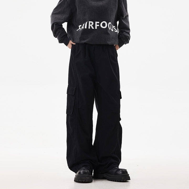 Herren Utility-Cargohose im Oversize-Twill mit tiefem Schritt und aufgesetzten Pattentaschen Drune