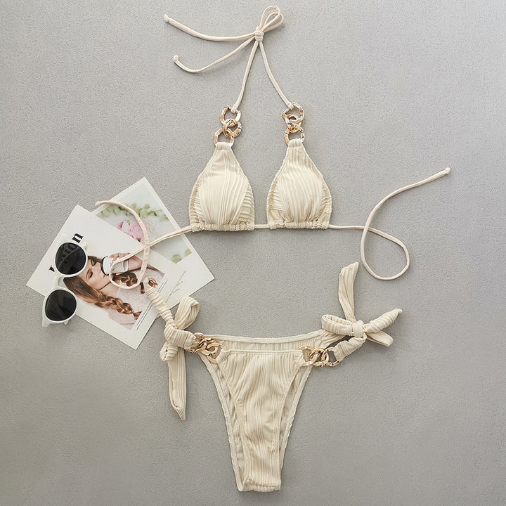 Damen Triangel-Bikini-Set mit eleganten Schmuckdetails Drune