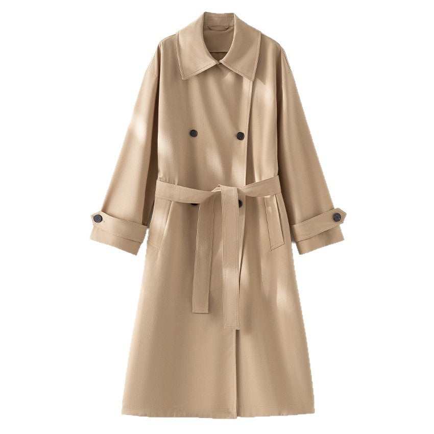 Herren Langer Doppelreihiger Trenchcoat mit Oversize-Schnitt und Reverskragen Drune