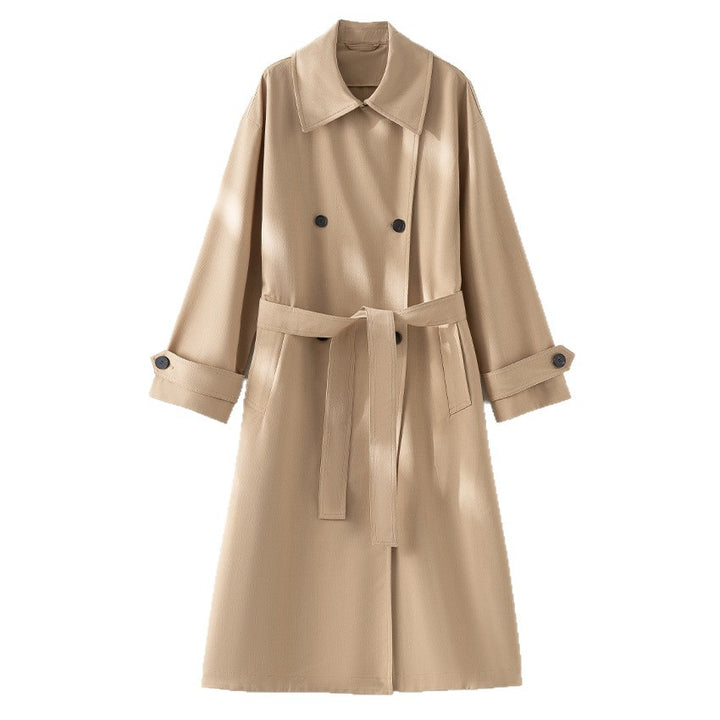 Herren Langer Doppelreihiger Trenchcoat mit Oversize-Schnitt und Reverskragen Drune