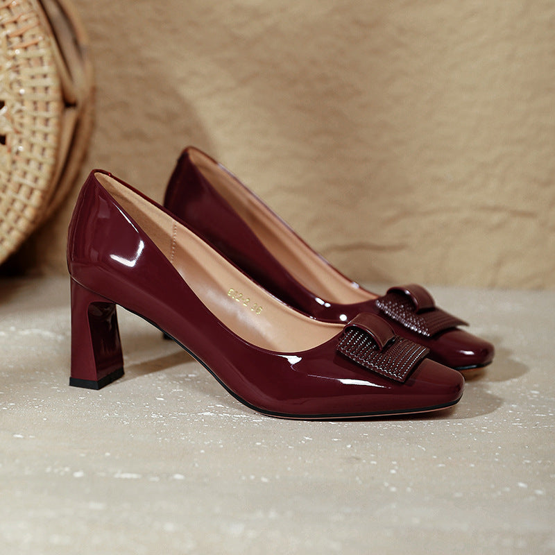 Damen elegante Blockabsatz-Pumps mit geschmackvollem Zierschleifen-Detail Drune