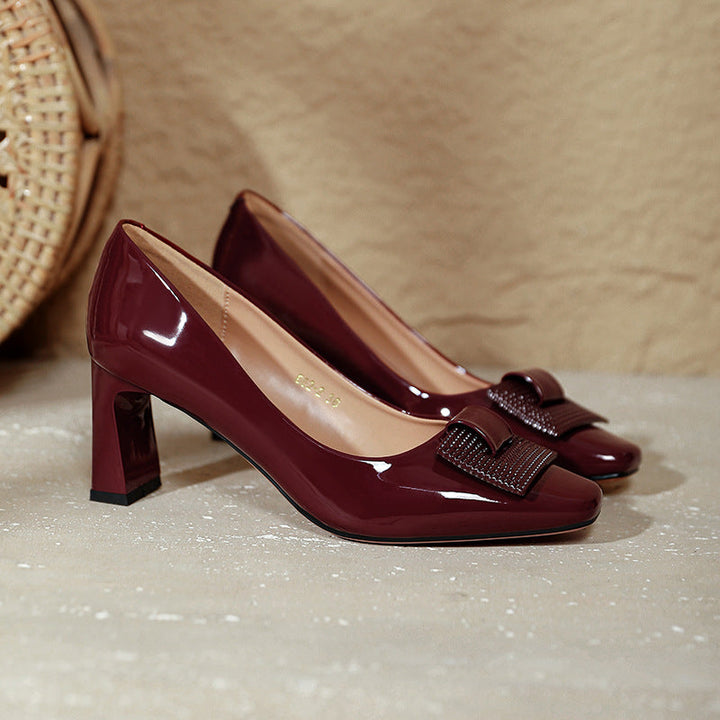 Damen elegante Blockabsatz-Pumps mit geschmackvollem Zierschleifen-Detail Drune