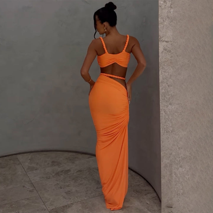 Damen Elegantes Maxikleid mit raffinierter Wickeloptik und verführerischen Details Drune