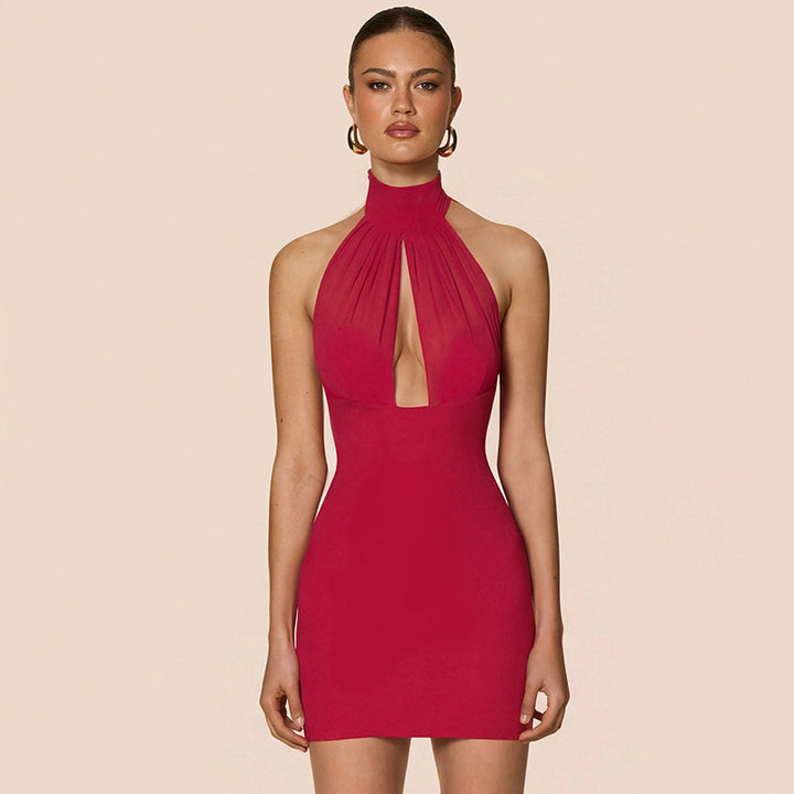 Damen Schickes Minikleid mit hochgeschlossenem Kragen und eleganten Cut-Outs Drune