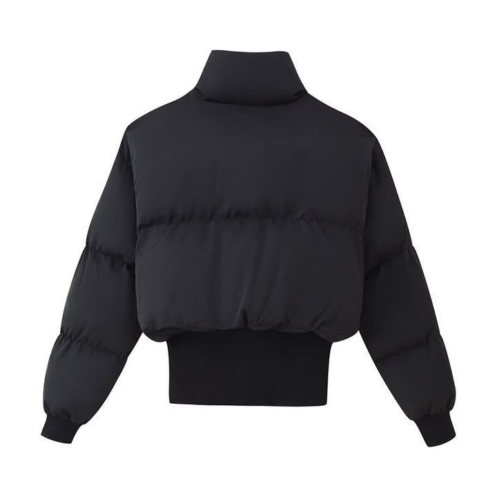 Damen modische cropped Steppjacke mit hohem Kragen und verstellbarem Saum Drune