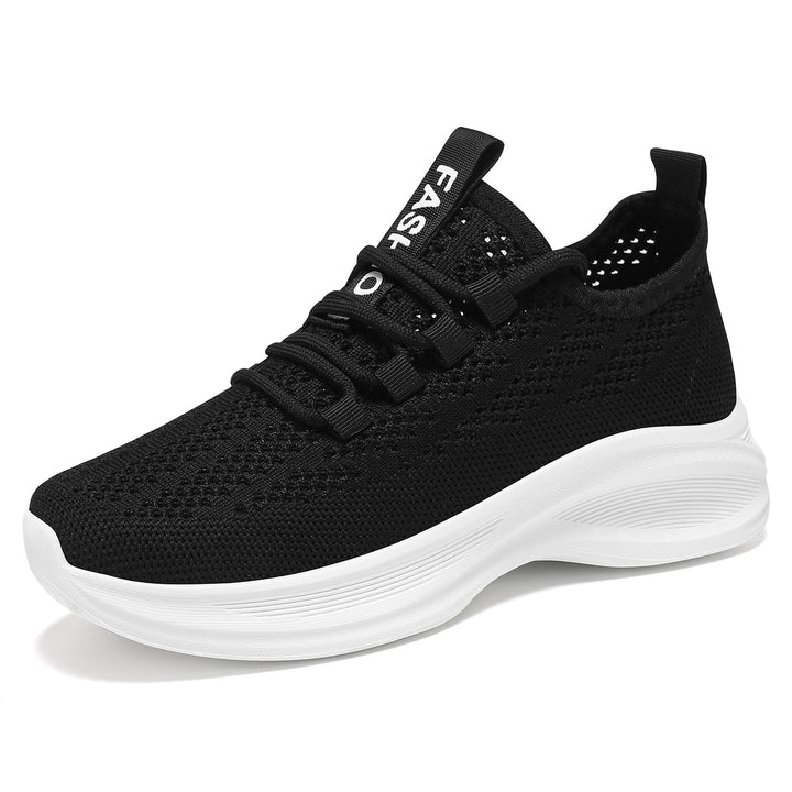 Damen nan gestrickter Slip-On Komfort-Sneaker mit sockenähnlichem Schaft, atmungsaktivem 3D-Mesh und gedämpfter EVA-Keilsohle Drune