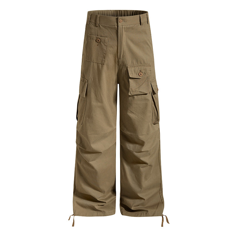 Damen weite Cargo-Hose im Utility-Stil mit Multifunktions-Taschen und Saum-Tunnelzug Drune