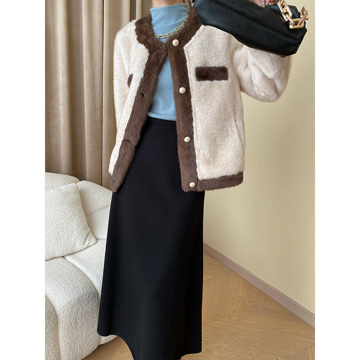 Damen Kuschelige Bouclé-Jacke mit dekorativer Knopfleiste Drune