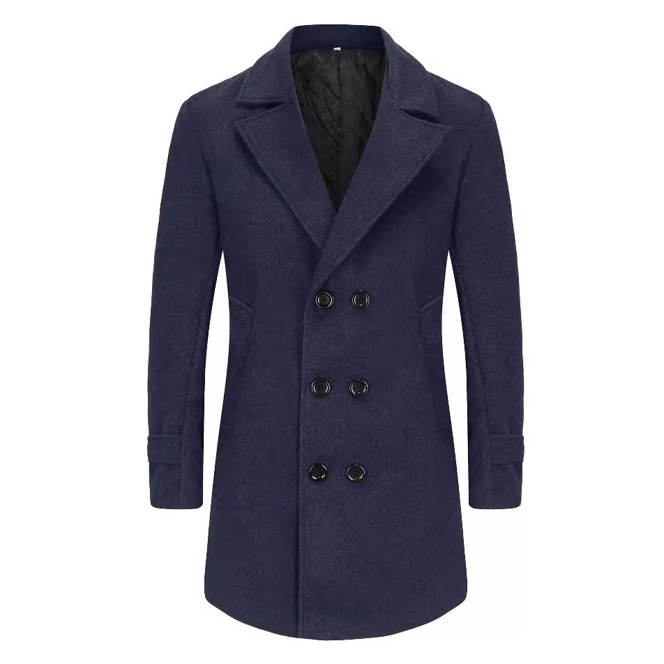 Herren stilvoller und eleganter Übercoat mit doppelter Knopfreihe Drune