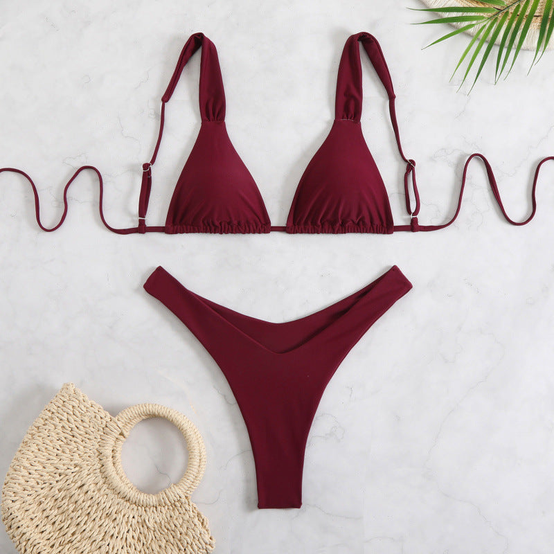 Damen Triangelbikini mit verstellbaren Trägern und hohem Beinausschnitt Drune