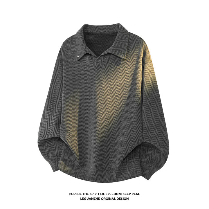 Damen Oversize-Bluse mit Fischgrätstruktur und Balloon-Ärmeln Drune