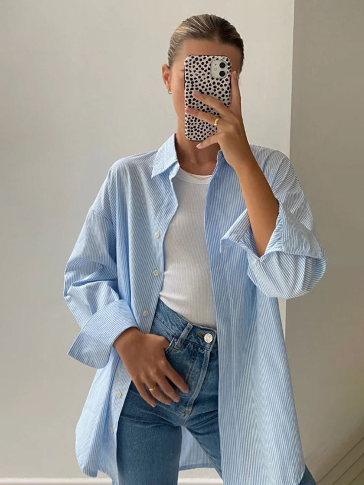Damen Oversized Hemdbluse Drune