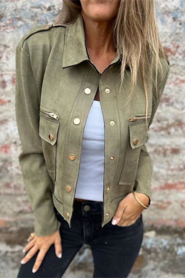 Drune | Metallreißverschluss Revers Langarmjacke