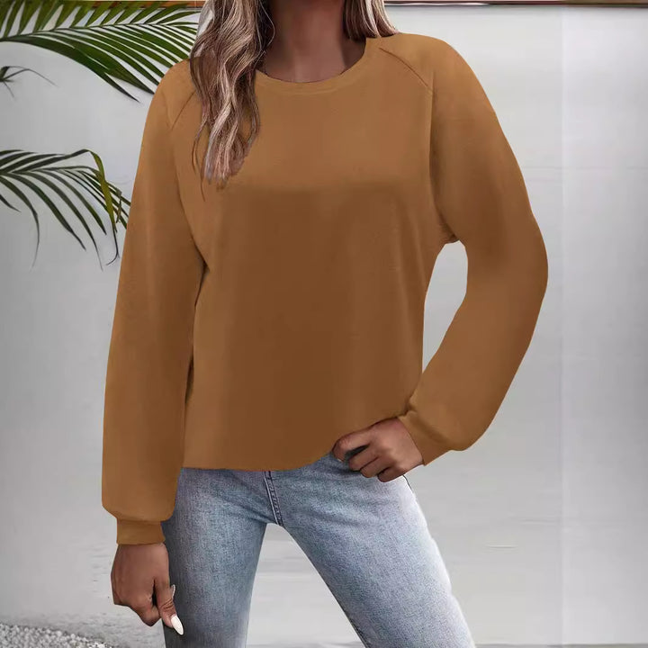 Damen Freizeit Rundhalsausschnitt Sweatshirt mit Raglanärmeln und elastischen Bündchen Drune