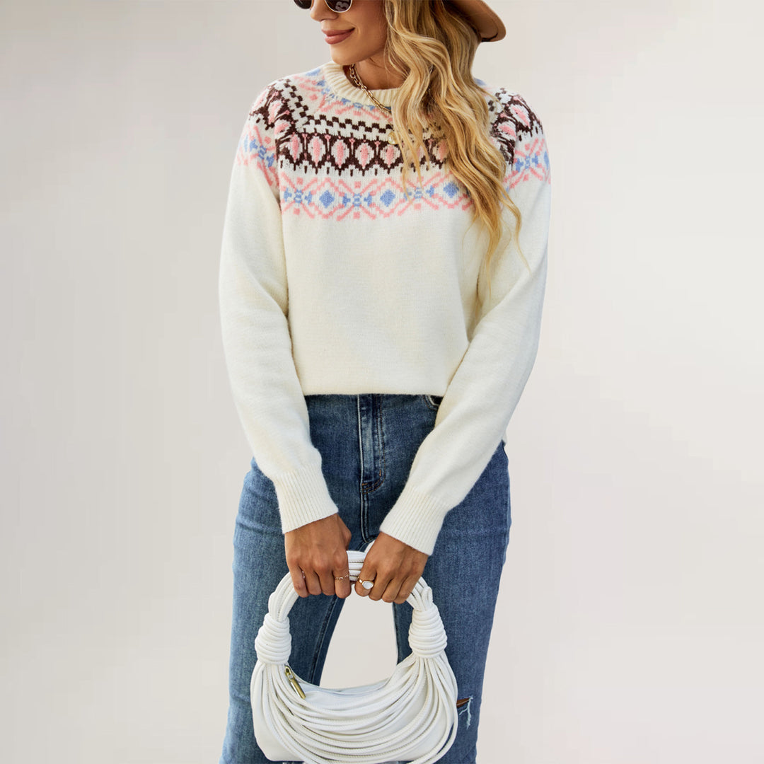 Damen Strickpullover mit trendy Muster Drune