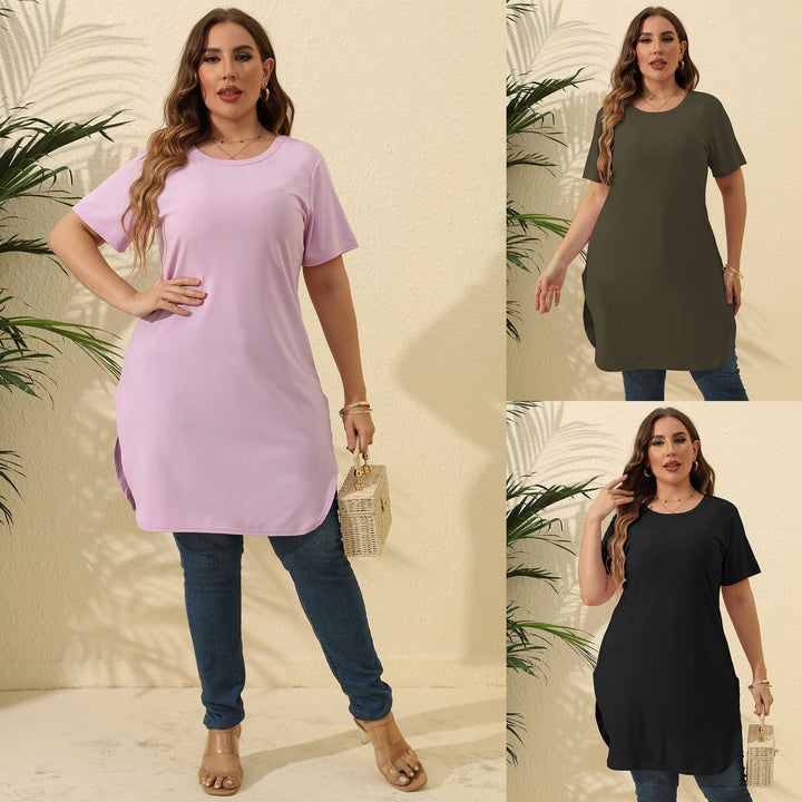 Damen modernes Kurzarm-Tunika-Kleid Drune