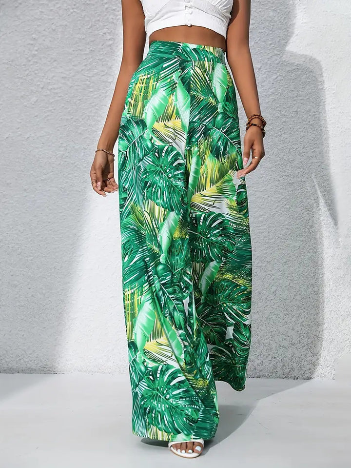 Damen Maxi-Rock mit tropischem Blattmuster Drune