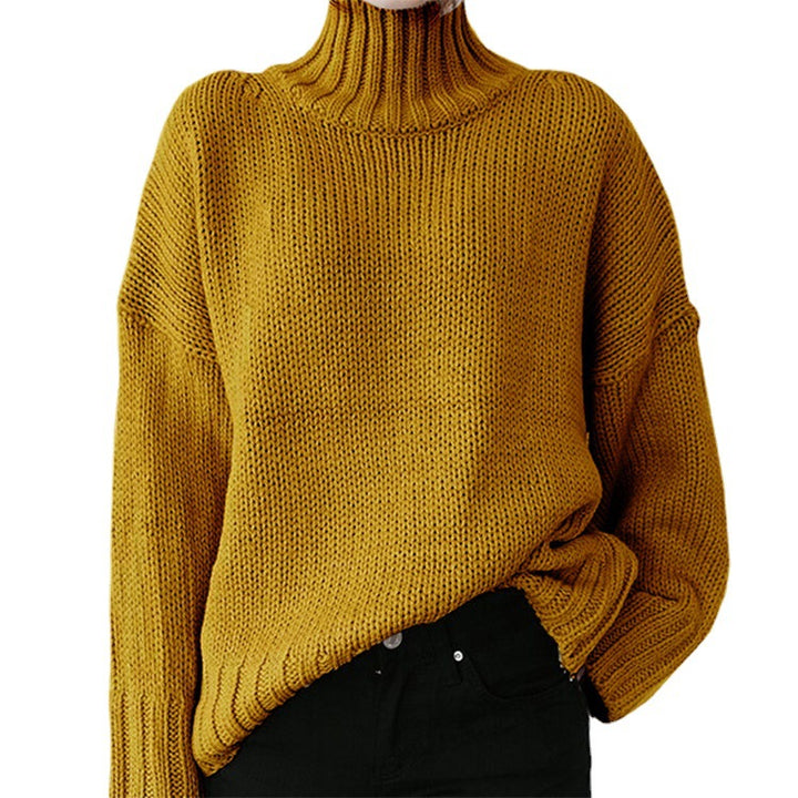 Damen Grober Strickpullover mit hohem Kragen und lässigem Schnitt Drune