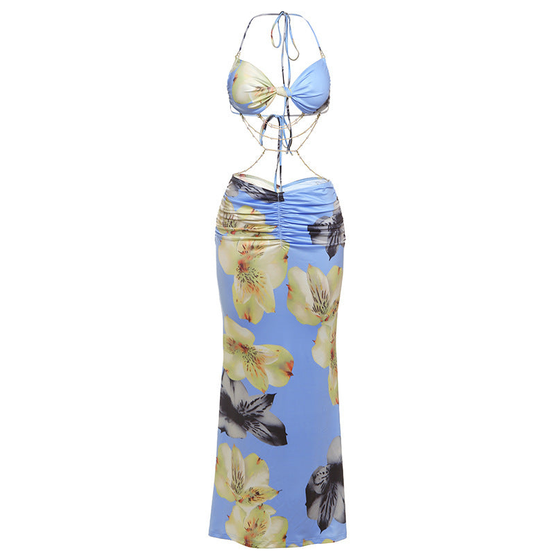 Damen Strandkleid mit trendigem Leo-Print und raffinierten Schnürdetails Drune