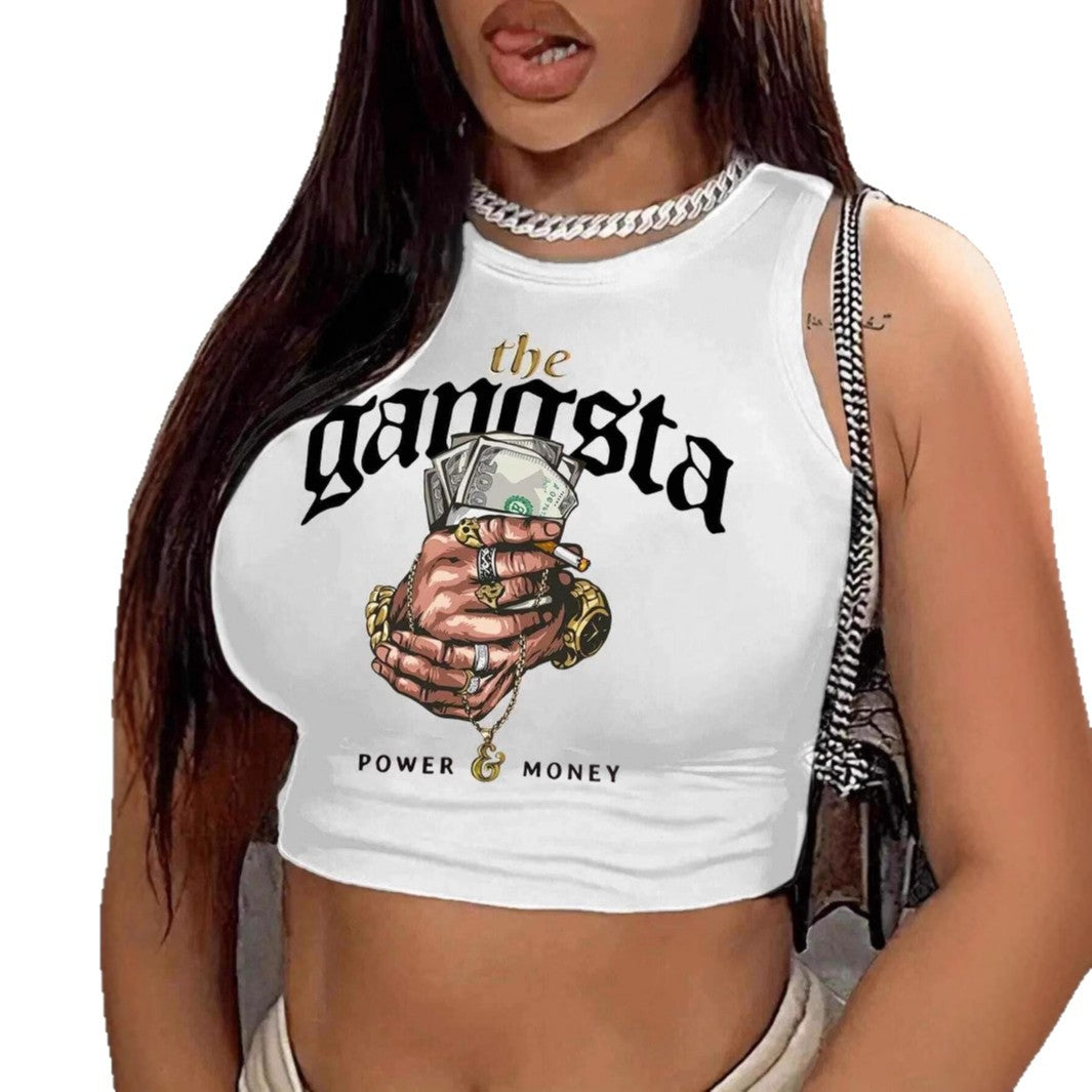 Damen Crop-Top mit urbanem Grafikdruck und trendigem Stil Drune