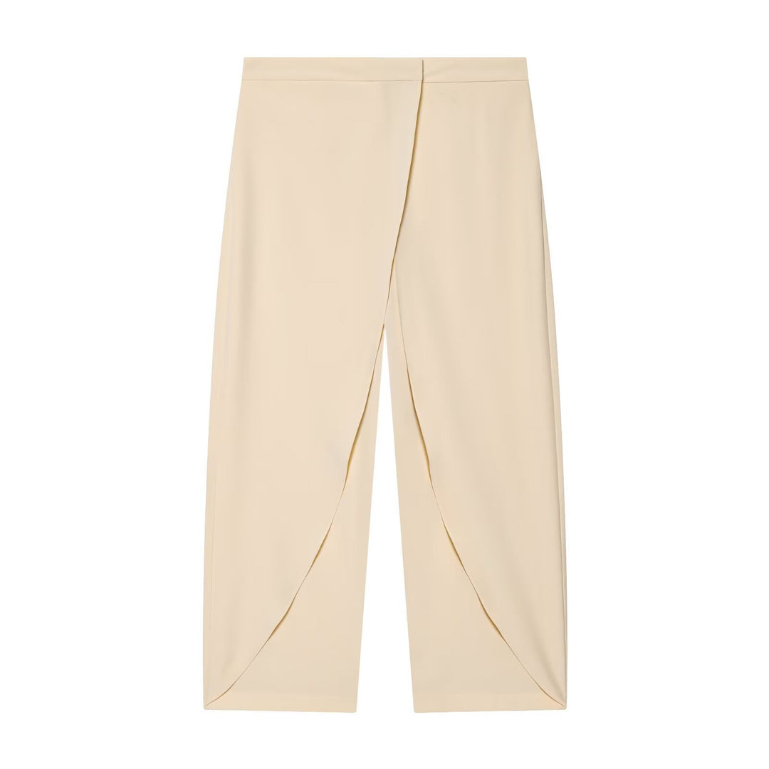 Damen Cropped Palazzo‑Hose mit Tulpenüberlappung und hohem Bund Drune