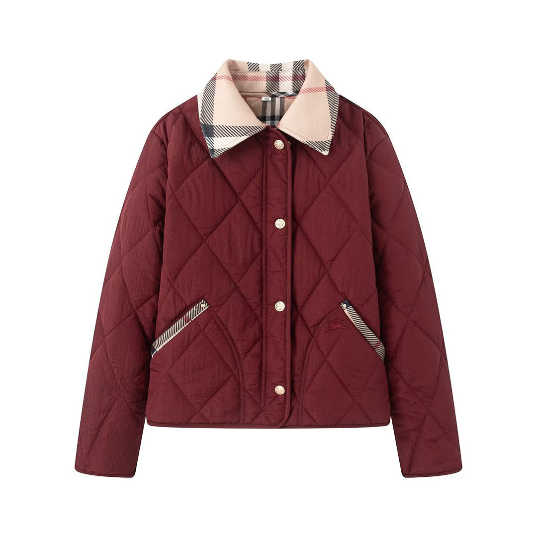 Damen Steppjacke mit karierter Kragen- und Taschenblende Drune