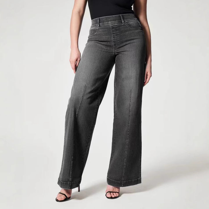Damen Hochtaillierte Weitgeschnittene Jeanshose mit geradem Bein Drune