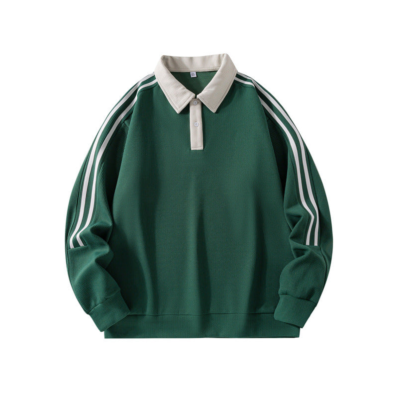 Herren Sportliches Poloshirt mit hohem Kragen und kontrastierenden Streifen Drune