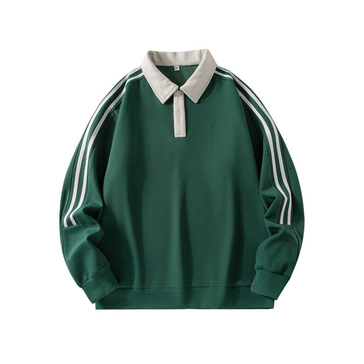 Herren Sportliches Poloshirt mit hohem Kragen und kontrastierenden Streifen Drune