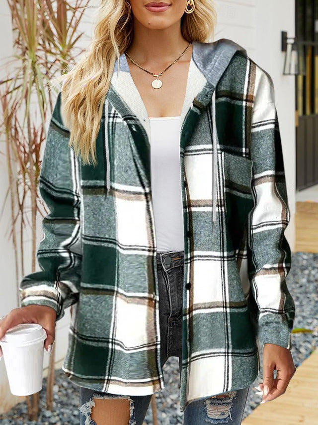 Frauen Oversized Hoodie mit Druckknopfverschluss und Kontrastbesatz Drune