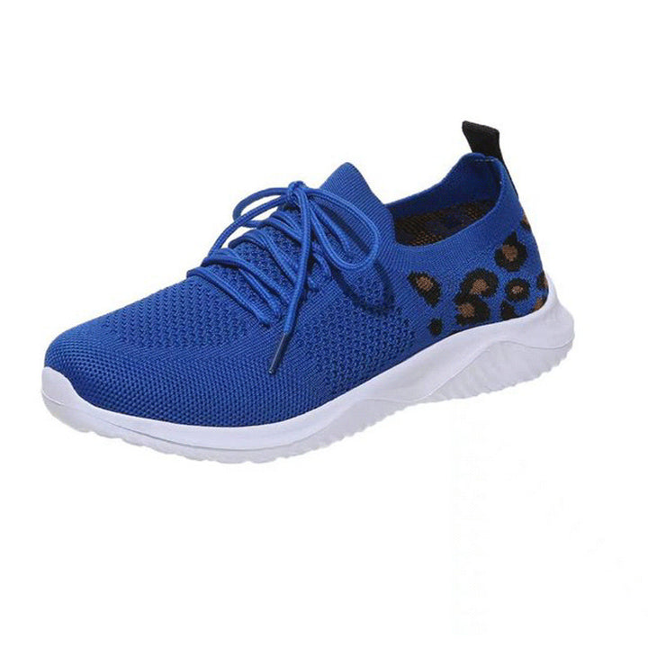 Damen Atmungsaktive Strick-Slipper mit gepolsterter Dämpfungssohle und Leoparden-Schaft Drune